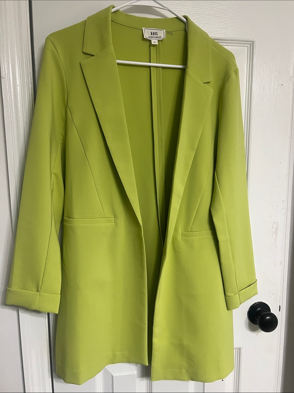 ba&sh Bright Lime Green Longline Blazer